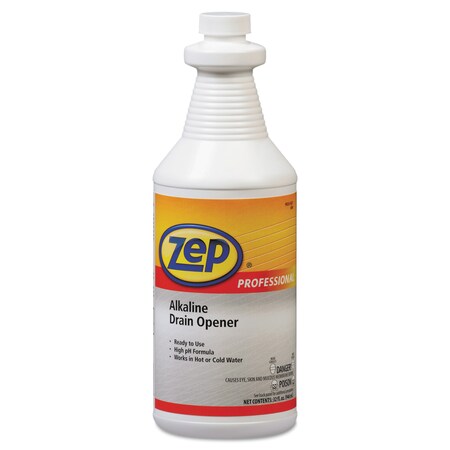Zep Professional Alkaline Drain Opener Quart Bottle, PK12 1041423